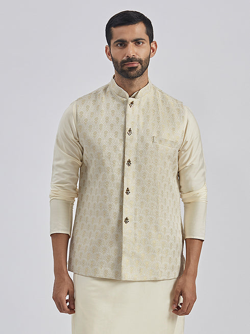 Men's Gold Viscose Nehru Jacket